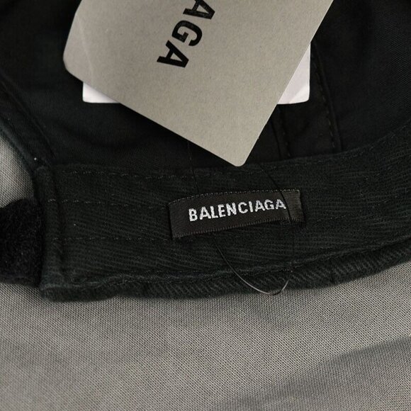 BALENCIAGA Distressed Black BB PARIS ICON Cotton Baseball Cap MEDIUM Italy NWT - Picture 3 of 3